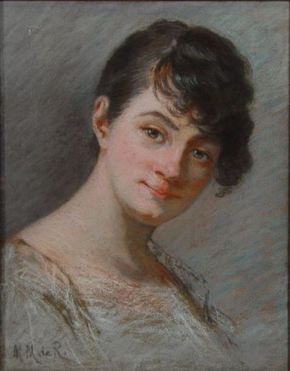 M.M de R "Jeune femme" Pastel Dim : 40 x 31 cm