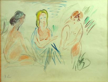 null 13- LEVE

''Les trois femmes''

Aquarelle signée en bas à gauche

49 x 64 c...