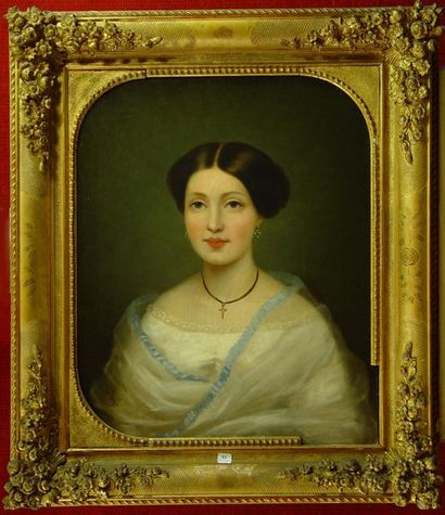 null 53- Ecole Française XIXème siècle

''Jeune femme au collier''

Huile sur toile

61...