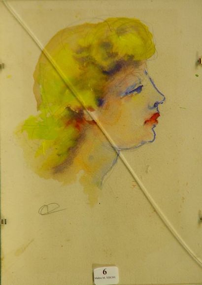 null 6- C. PICART

''Portrait''

Aquarelle monogrammée BG

25 x 18 cm