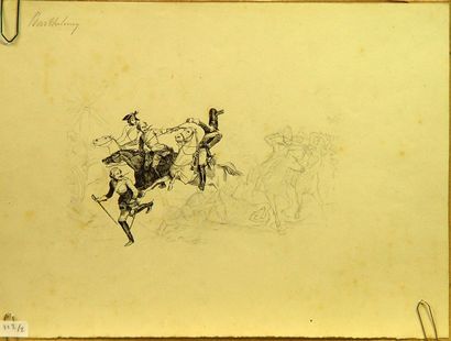 null 111- BARTHELEMY

''Cavaliers au combat''

Deux dessins signés en haut à gauche

32...