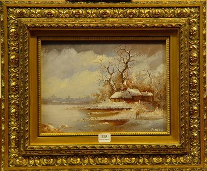 null 115- PINELLI

''Paysages enneigées''

Deux huiles sur toile, l'une signée en...