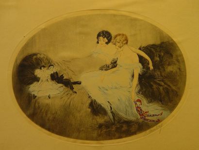 null 14- E. HARDY
''Jeunes femmes et marionnettes''
Lithographie ovale