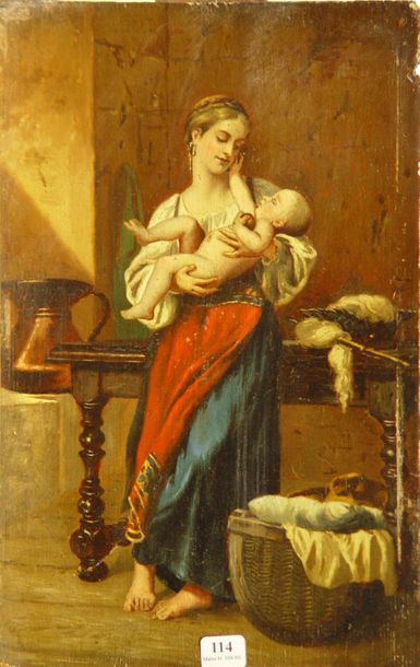 null 114- Ecole Française XIXème siècle

''Maternité''

Huile sur panneau

33 x 21...