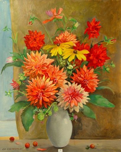 null 54- Christian EHLINGER

''Vase de fleurs''

Huile sur toile signée en bas à...