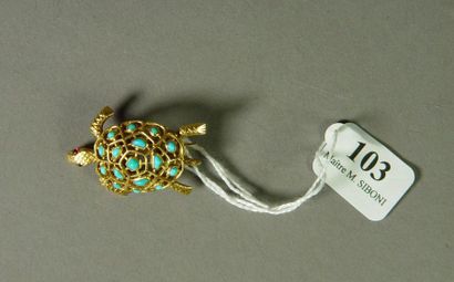 null 103- Broche ''tortue'' en or et turquoise (amovible)

Pds : 7,8 g