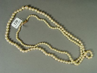 null 120- Long sautoir de perles de culture du Japon en chute

Fermoir en or gris...