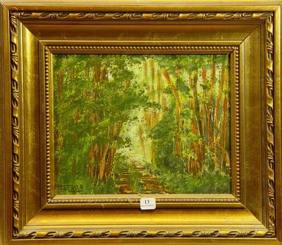 null 13- Ecole Française

''Paysage de forêt''

Huile sur toile signée en bas à droite...