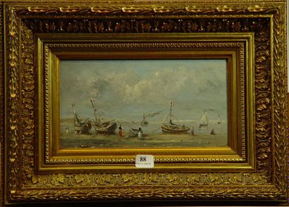 null 88- Eugène JACQUET

''Pêcheurs et bateaux''

Huile sur panneau signée en bas...