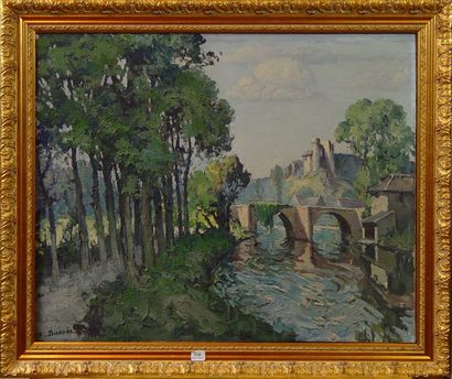 null 116- A. DUARES

''Village en bord de rivière''

Huile sur toile signée en bas...