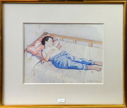 null 135- A. MARTIN

''Enfants endormis''

Deux aquarelles formant pendant, signées...