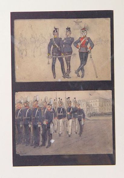 null 87- Maurice Henri ORANGE

''Etude de militaire''

Deux aquarelles dont une signée...