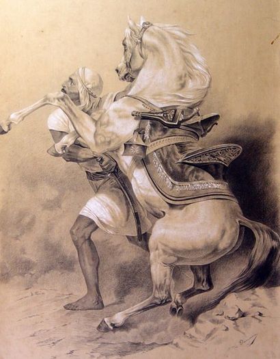null 126- DAMPIERRE (?) 

Ecole Orientaliste

''Cavalier et son cheval''

Dessin...