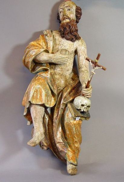 null 156- Saint JEROME en bois polychrome et doré
Belle sculpture baroque. Le saint...