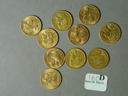 null 
160-d- Dix pièces de 20 F en or
