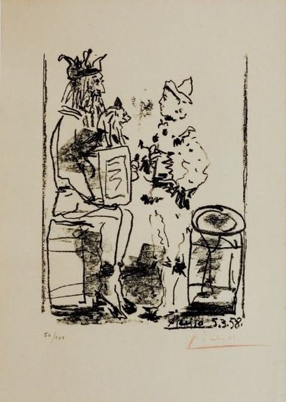 Pablo Picasso (1881-1973) « Les saltimbanques » Lithographie justifiée 50/100. Signée...