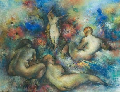 Paul-Elie GERNEZ (1888-1948) « Nu dansant » Pastel sur papier marouflé sur isorel....