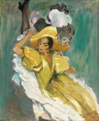 Jean Gabriel DOMERGUE (1889-1962) « La danseuse de French Cancan, 1932 » Huile sur...