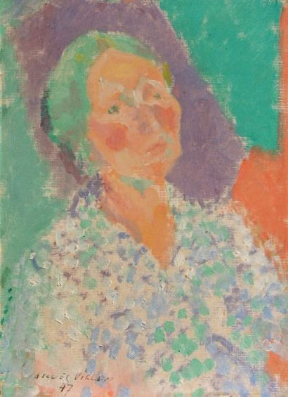 Jacques VILLON (1875-1963) «Portrait de dame » Huile sur toile, signée Jacques VILLON...