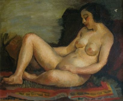 Georges CAPON (1904-1980) « Nu allongé » Huile sur toile. Signée en bas à gauche...
