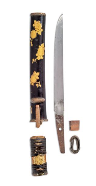 JAPON Fin Epoque EDO (1603 - 1868) 
Shinto tanto, hira zukuri, trempe effacée, un...