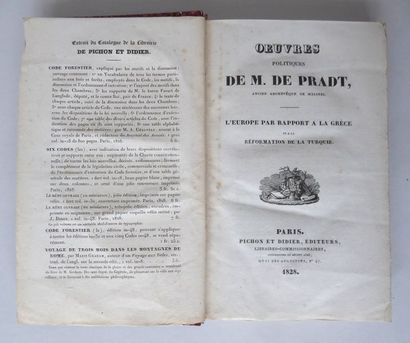 PRADT. Oeuvres politiques de M. de Pradt... L'Europe par rapport à la Grèce et à...