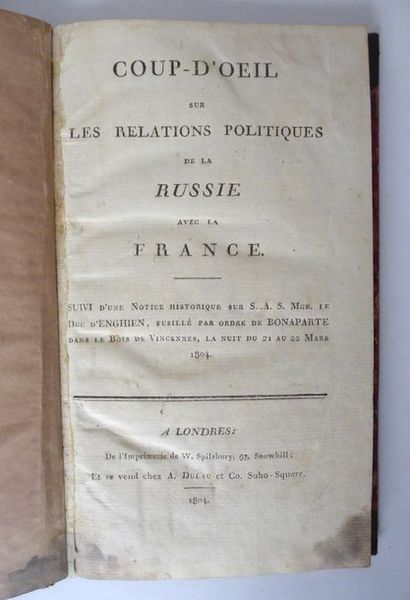 null [RUSSIE]. Coup-d'oeil sur les relations politiques de la Russie avec la France......