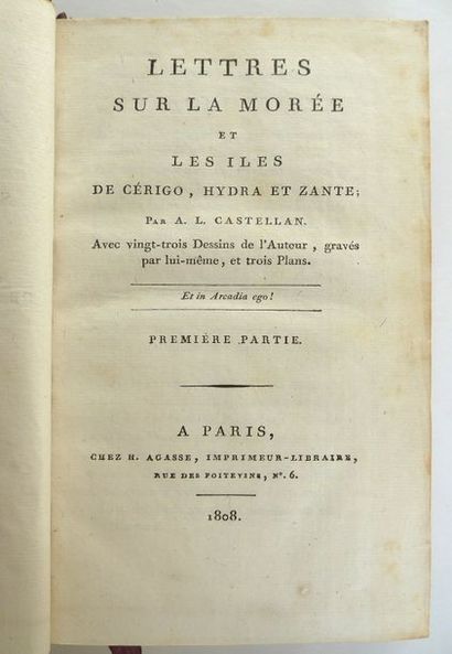 CASTELLAN. Lettres sur la Morée et les Iles de Cérigo, Hydra et Zante. Paris, Agasse,...