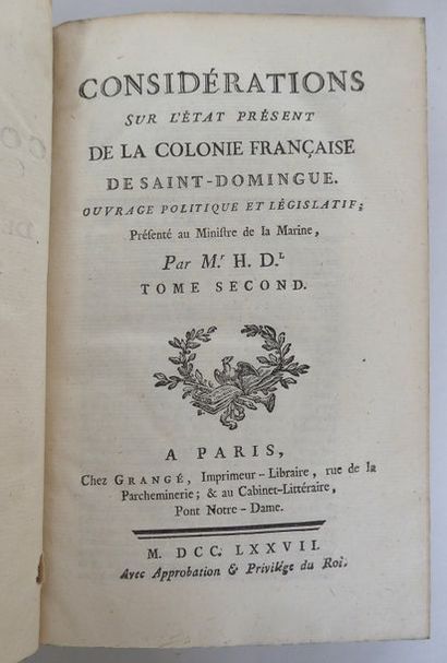 [HILLIARD D'AUBERTEUI]. Considérations sur l'état présent de la colonie française...