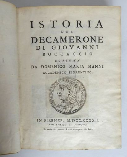 MANNI. Domenico Maria. Istoria del Decamerone di Giovanni Boccaccio scritta da Domenico...
