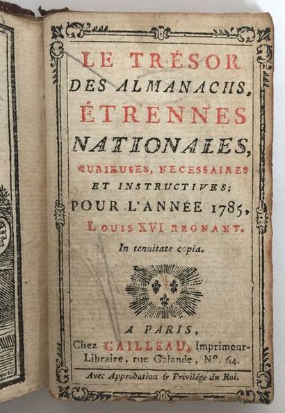 null Le Trésor des almanachs... pour l'année 1785. (59 x 98 mm). Paris, Cailleau....