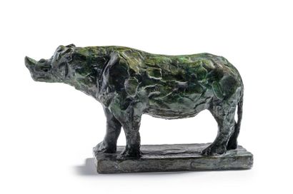 D’après François Pompon (1855-1933) Rhinocéros
Bronze patiné vert-brun
Fonte à la...