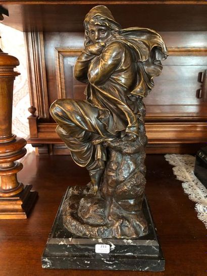 Albert Ernest Carrier Belleuse (1824-1887) La frileuse 

Epreuve en bronze à patine...