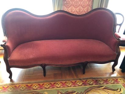 null Salon de style Louis XV en acajou (canapé, 3 chaises et tabouret de piano)