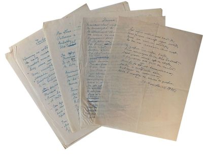 Sophie Koltchak (1876-1956) 11 f. manuscrits, à l'encre bleue, de poèmes, vers 1925.

София...