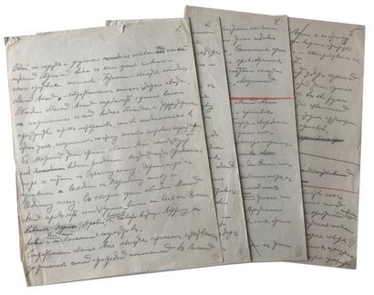 Alexandre Vassilievitch Koltchak (1874-1920) Notes manuscrites de l'amiral (brouillon)...