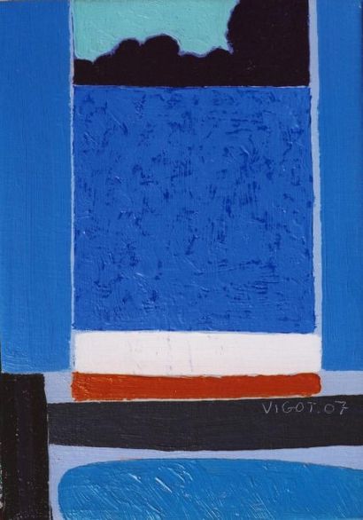 VIGOT Jacques Etang bleu - Huile sur toile - SBD - 27 x 19 cm