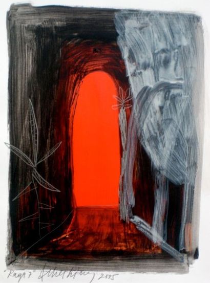 SCHEIHING Vivian Ragu 7 - Crayon et acrylique sur papier - SBG - 28,5 x 22 cm