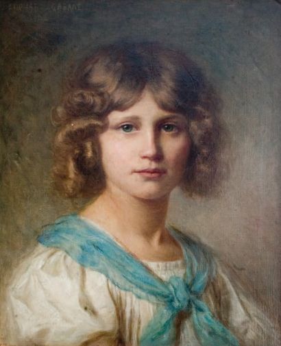 Edouard CABANE (1857- ?) « Portrait de jeune fille, 1922 » Huile sur toile, signée...