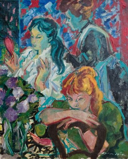 Emile GRAU-SALA (1911 - 1975) « Jeunes femmes » Huile sur toile, signée en bas à...