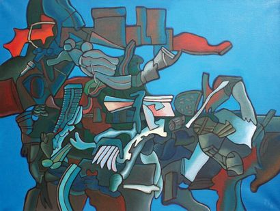 Juan Carlos LANGLOIS (1926 Argentine - 2001 Paris) « Las flechas del tiempo » Huile...
