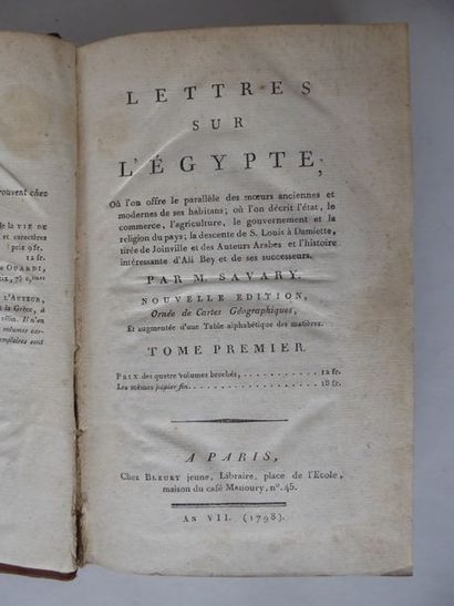 SAVARY (Claude) Letters about Egypt. 3 flights. - Letters about Greece. 1 vol. -...