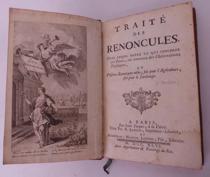 [ARDENE] Traité des renoncules. Paris, Lottin, 1746. In-8, veau tacheté de l'époque,...