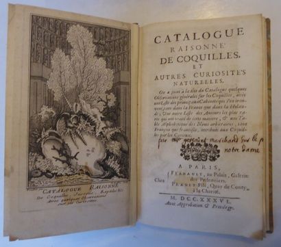 GERSAINT Catalogue raisonné of shells and other natural curiosities. Paris, Flahault,...