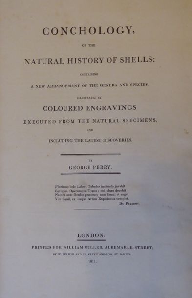 PERRY (George) Conchology; or the Natural history of shells. Londres, William Miller,...