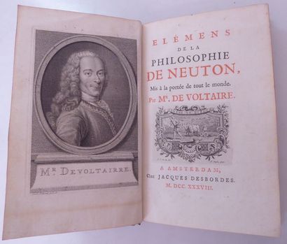 VOLTAIRE Élémens de la philosophie de Neuton. Amsterdam, Desbordes, 1738. In-8, veau...