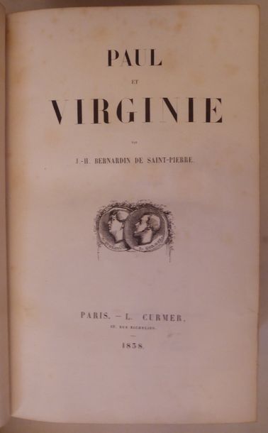 BERNARDIN DE SAINT PIERRE Paul et Virginie. Paris, Curmer, 1838. In-8, chagrin bleu...