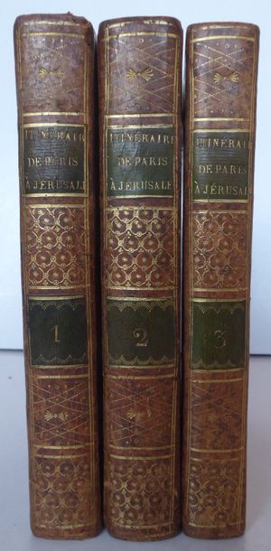 CHATEAUBRIAND Itinerary from Paris to Jerusalem. Paris, Le Normant, 1811. 3 vols....