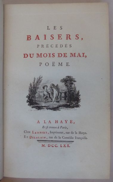 DORAT Kisses. The Hague, Paris, Lambert and Delalain, 1707. In-8, long-grained green...
