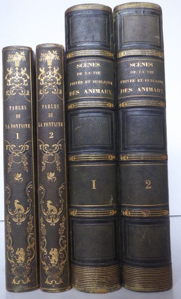 LA FONTAINE Fables. Paris, Fournier aîné, 1838. 2 vol. in-8, demi-chagrin vert, dos...